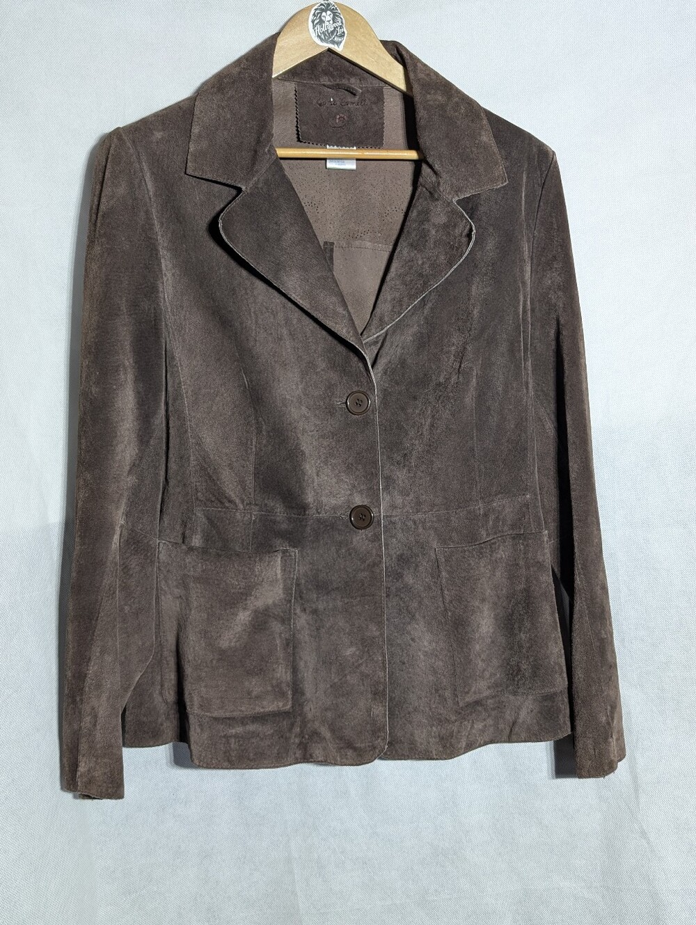 April Cornell Vintage 100% Genuine Suede Leather Cutwork Sz L Blazer Jacket